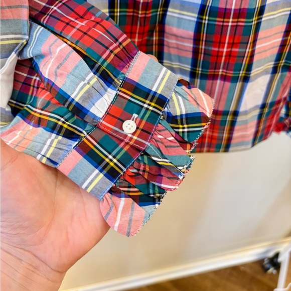 NEW J. Crew Red GreeN Plaid Ruffle Cottage Cotton Blouse Sz S - Picture 3 of 7
